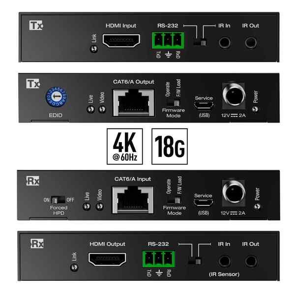KD-X444SP HDBASET 4K/18G POH/HDMI EXTENDERS (INCLUDES KIT TX/RX 4K/40METERS 1080P/70METERS)